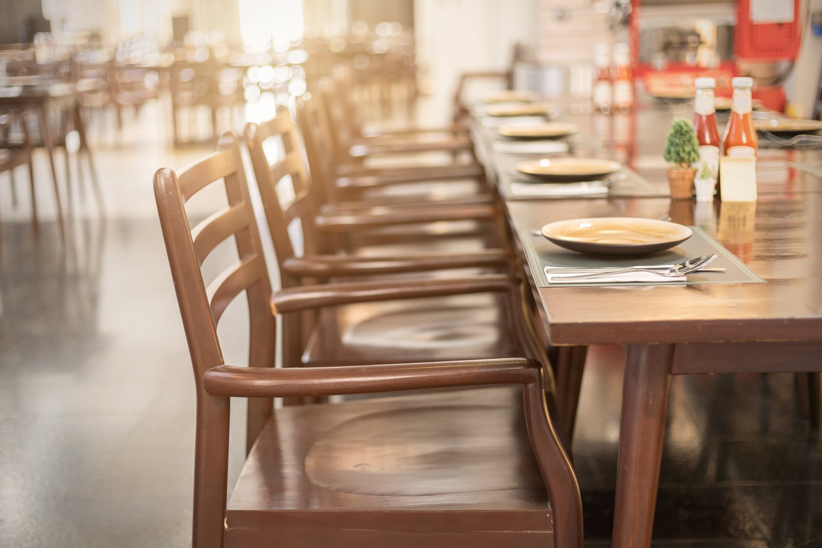 Empty table and chair in restaurant, Interior of restaurant